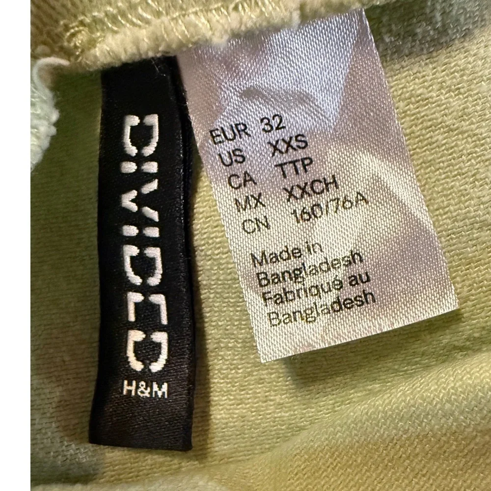 H&M‎ Divided Women XXS Green Denim Mini Dress Double Spaghetti Strap Bodycon Zip